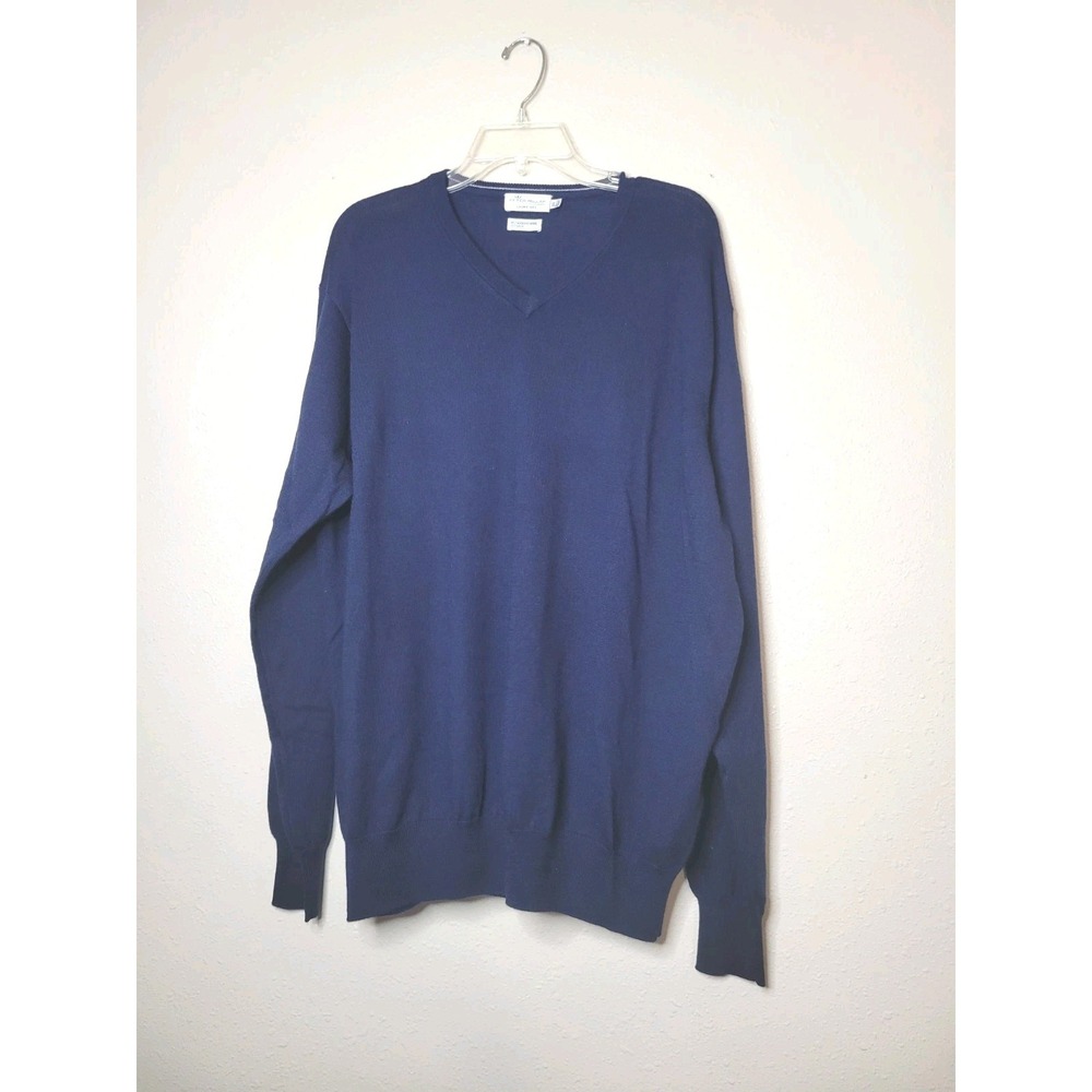 Peter Millar Sweater Mens XL Navy Blue V Neck Knit Pullover Lightweight Adult‎